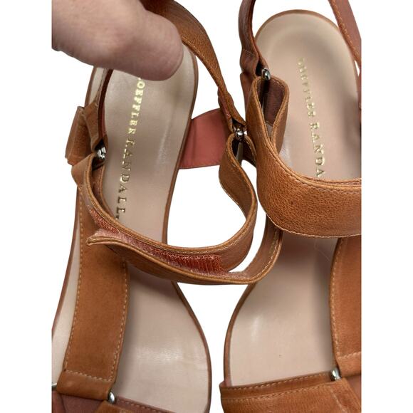 Loeffler Randall Pink Tan leather slingback straps Sandal Heels size 9B - Picture 6 of 13